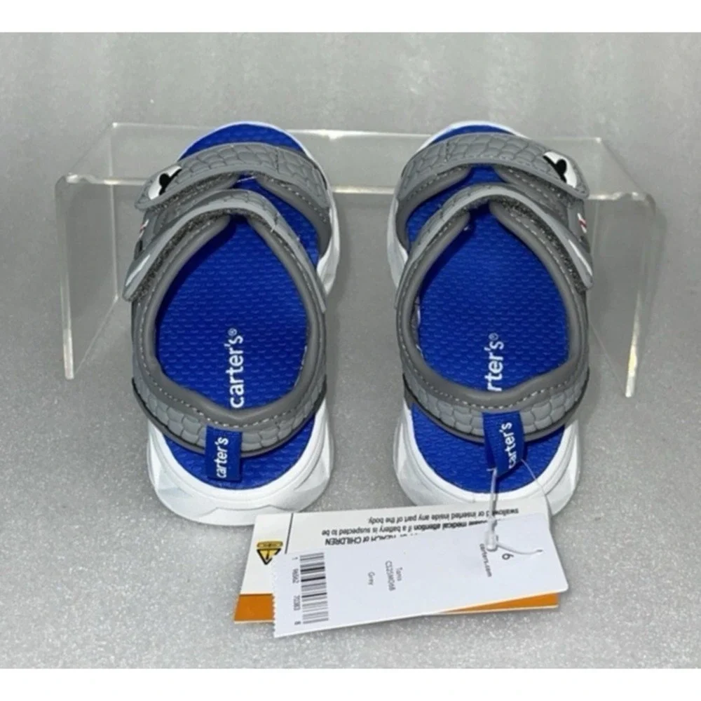 Carter's Tanis Shark Light Up Sandals Adjustable Straps Toddler Boys Size 6M NEW